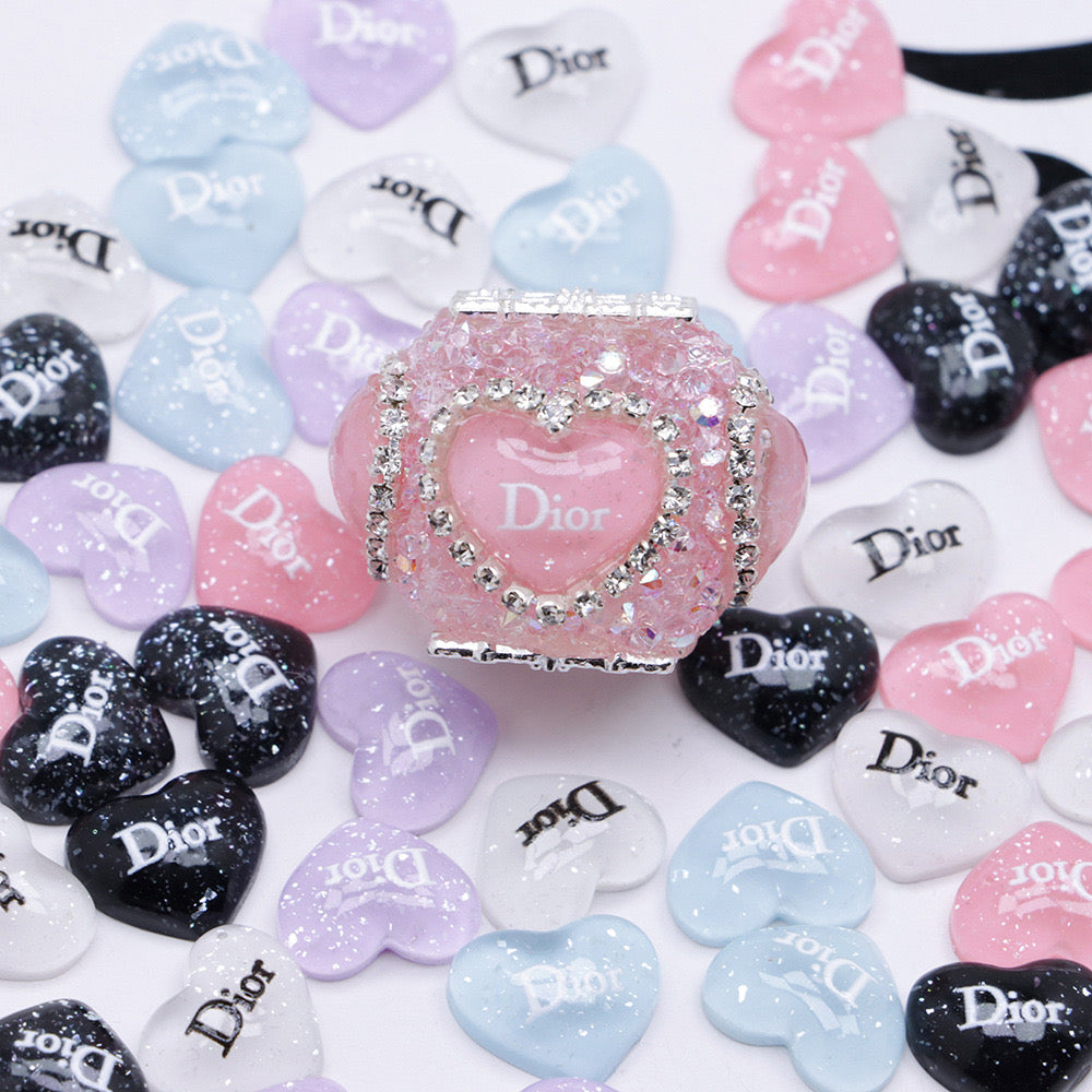 LUXURY-Glittering Hearts with Signage 10mm 100 pcs