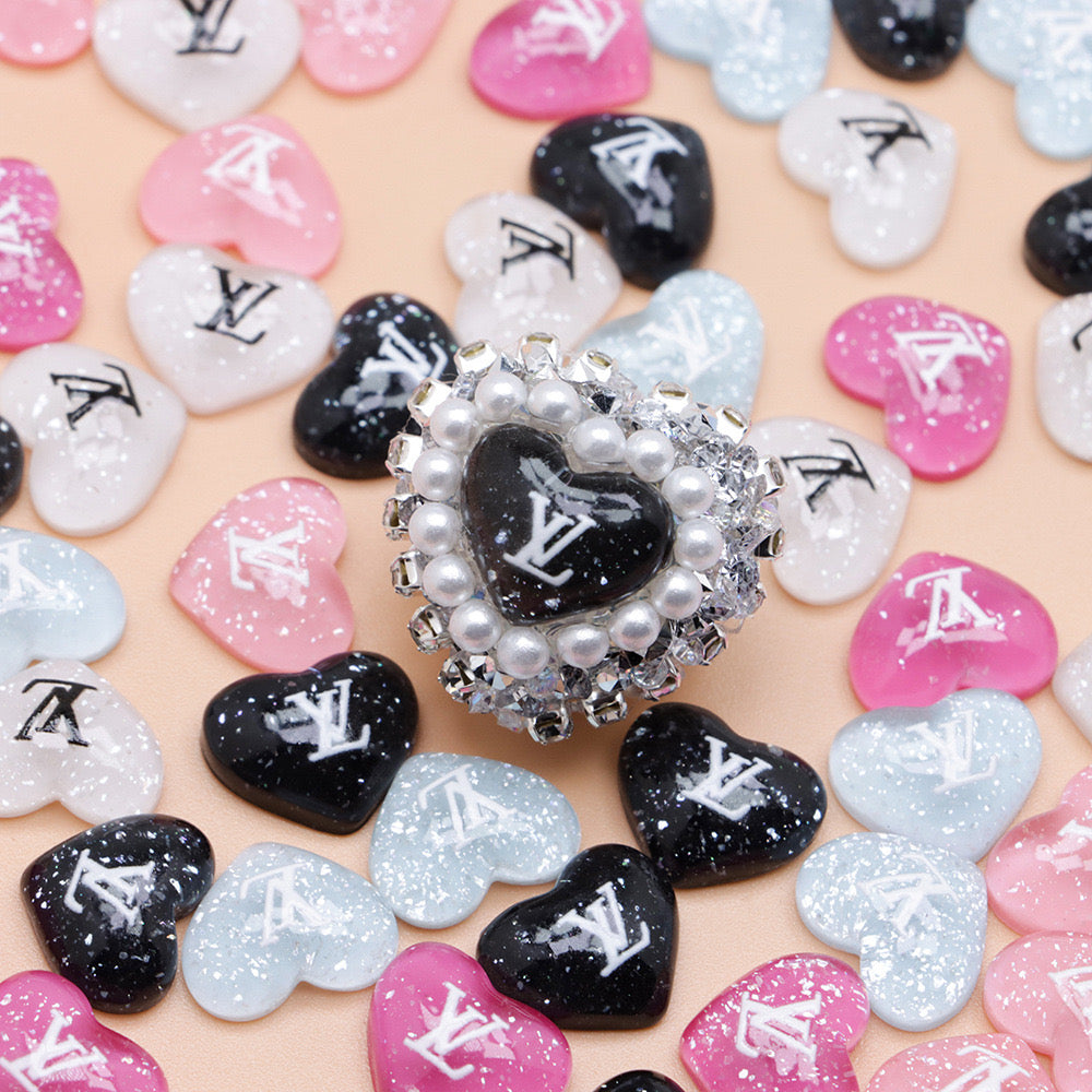 LUXURY-Glittering Hearts with Signage 10mm 100 pcs