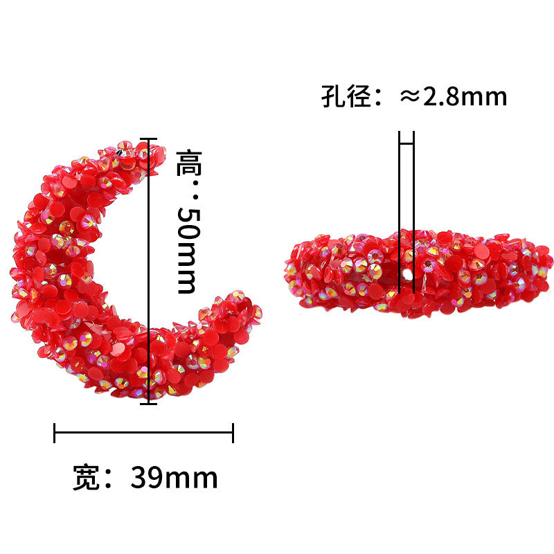 BEADS-Sparkling Moons 39×50mm -Hole Diameter 2.8mm 10 pcs