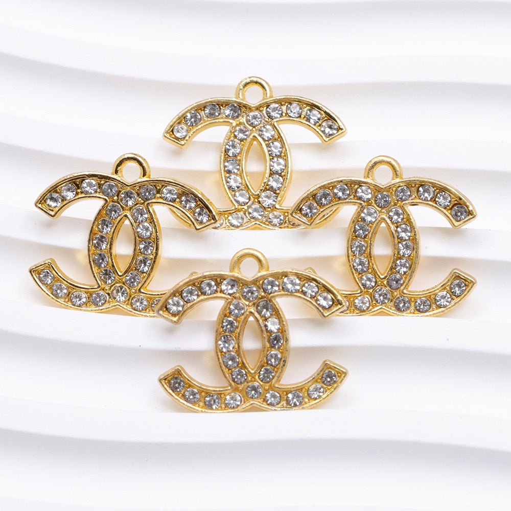 LUXURY-Gem Double C Sign with Hole 18×210mm 10 pcs