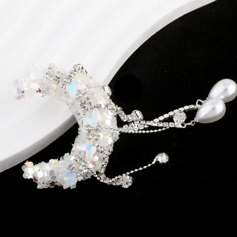 BEADS-Supper Sparking Moons with Pearl Drop 51×41×21mm -Hole Diameter 2mm 10 pcs