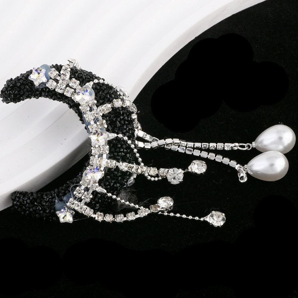 BEADS-Supper Sparking Moons with Pearl Drop 51×41×21mm -Hole Diameter 2mm 10 pcs