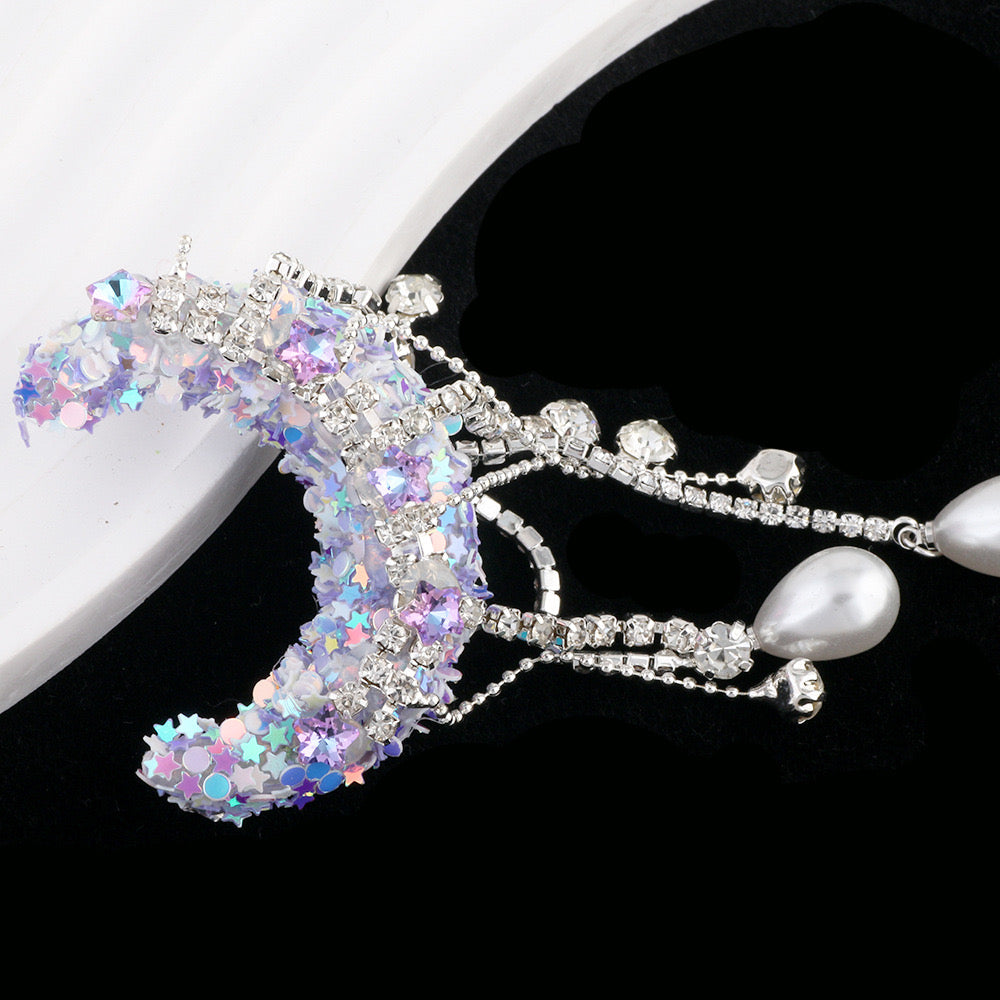 BEADS-Supper Sparking Moons with Pearl Drop 51×41×21mm -Hole Diameter 2mm 10 pcs