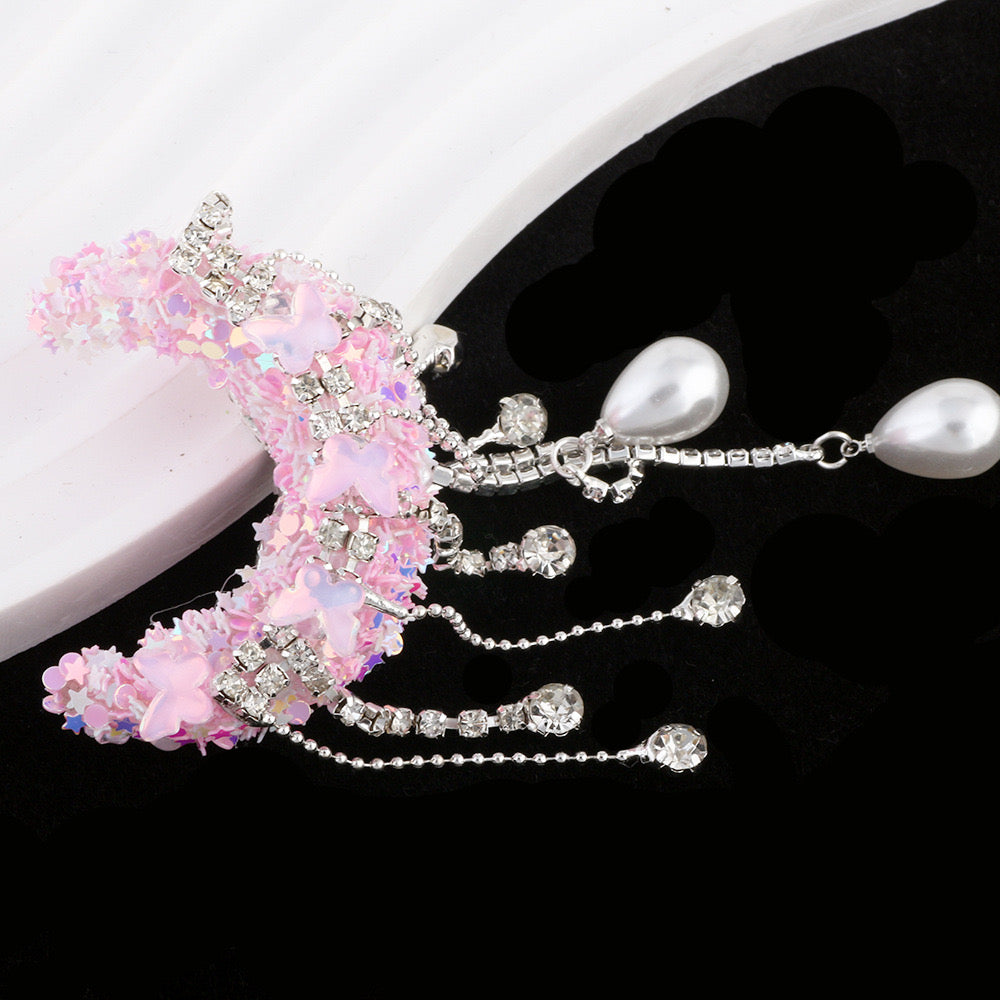 BEADS-Supper Sparking Moons with Pearl Drop 51×41×21mm -Hole Diameter 2mm 10 pcs