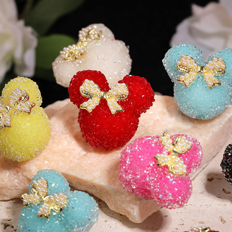 BEADS-Sugar Mice with Peal Bow 27×29mm-Hole Diameter 2.8mm 10 pcs