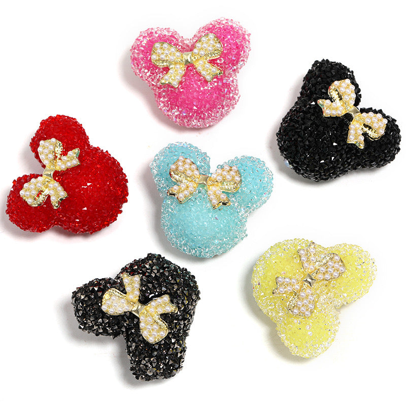 BEADS-Sugar Mice with Peal Bow 27×29mm-Hole Diameter 2.8mm 10 pcs