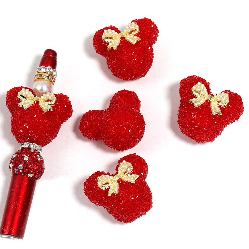 BEADS-Sugar Mice with Peal Bow 27×29mm-Hole Diameter 2.8mm 10 pcs