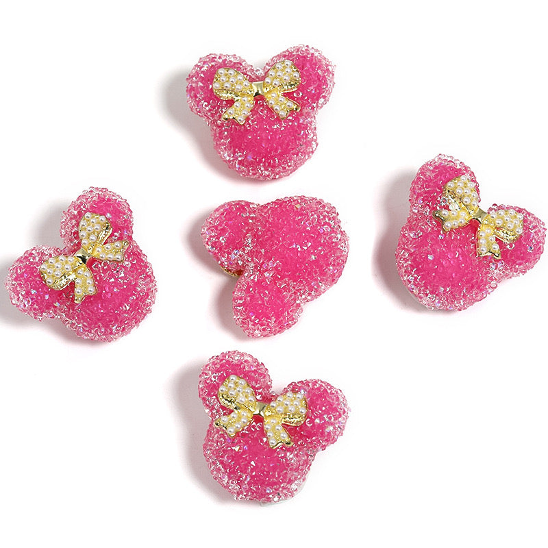BEADS-Sugar Mice with Peal Bow 27×29mm-Hole Diameter 2.8mm 10 pcs