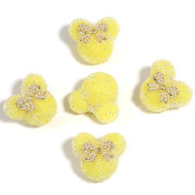 BEADS-Sugar Mice with Peal Bow 27×29mm-Hole Diameter 2.8mm 10 pcs