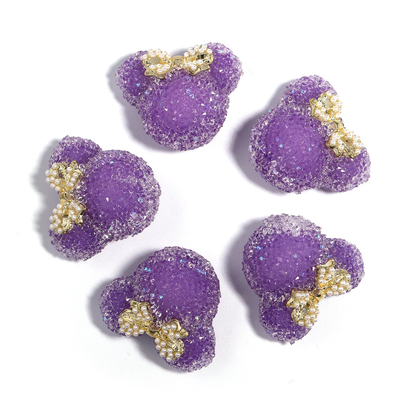 BEADS-Sugar Mice with Peal Bow 27×29mm-Hole Diameter 2.8mm 10 pcs