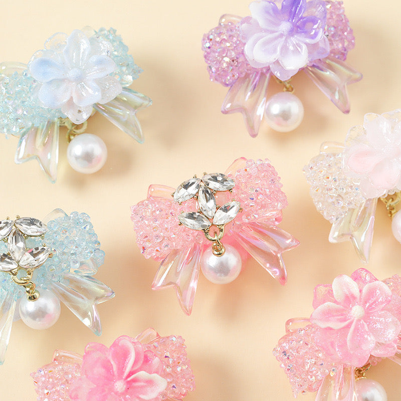 BEADS-Sugar Bows with Gems 1 set 4 pcs