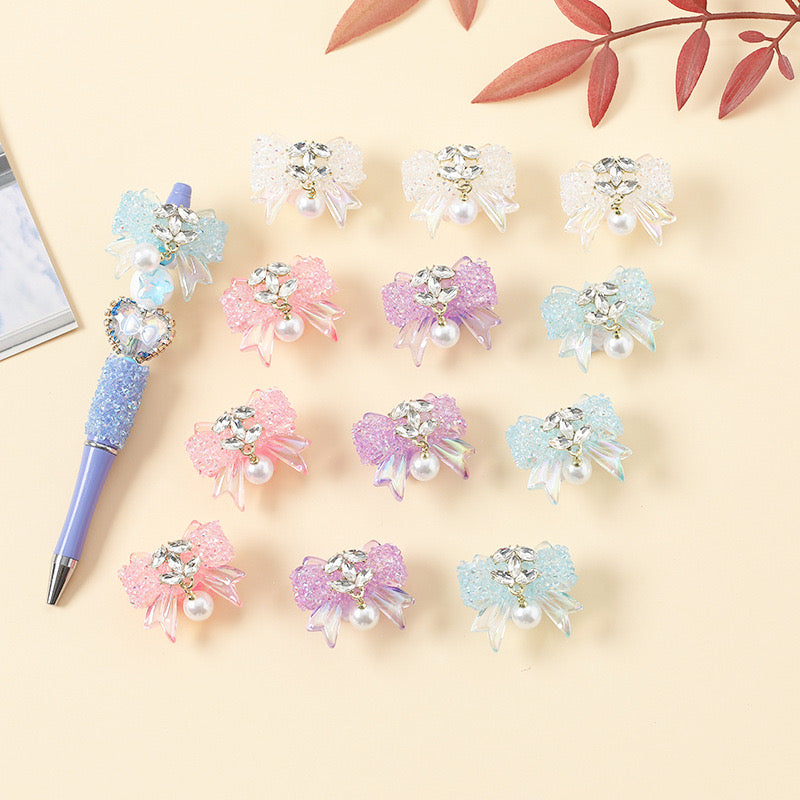 BEADS-Sugar Bows with Gems 1 set 4 pcs