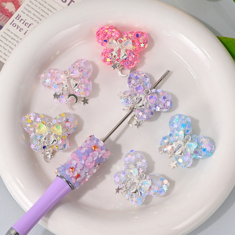 BEADS-Sparkling Butterfly with Bell 30×26mm 2 pcs