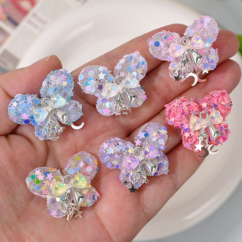 BEADS-Sparkling Butterfly with Bell 30×26mm 2 pcs