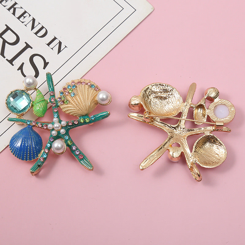 CREATIVE-Starfish and Shells with Pin 57mm×61mm 1 set 4 pcs