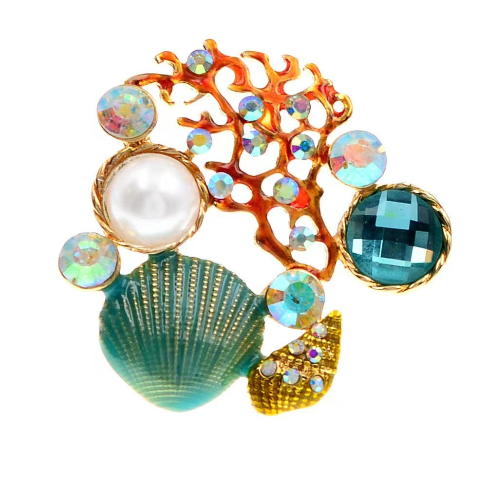 CREATIVE-Starfish and Shells with Pin 57mm×61mm 1 set 4 pcs