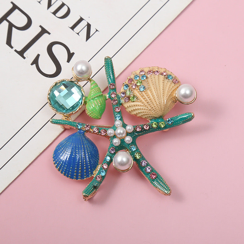 CREATIVE-Starfish and Shells with Pin 57mm×61mm 1 set 4 pcs