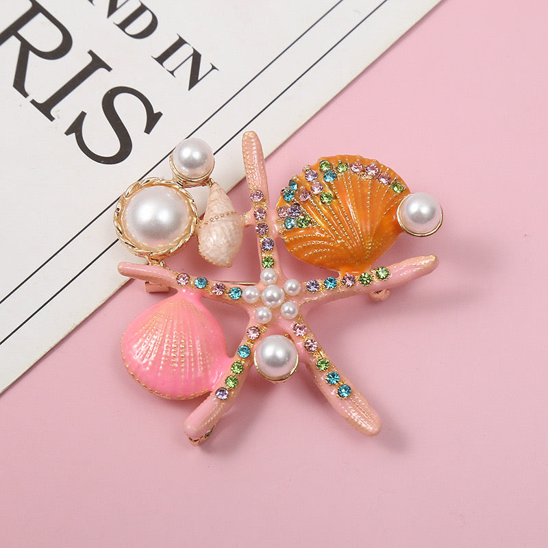 CREATIVE-Starfish and Shells with Pin 57mm×61mm 1 set 4 pcs