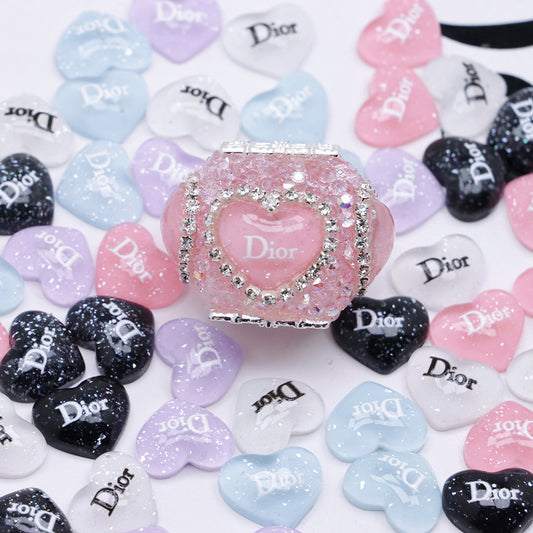 LUXURY-Glittering Hearts with Signage 10mm 100 pcs