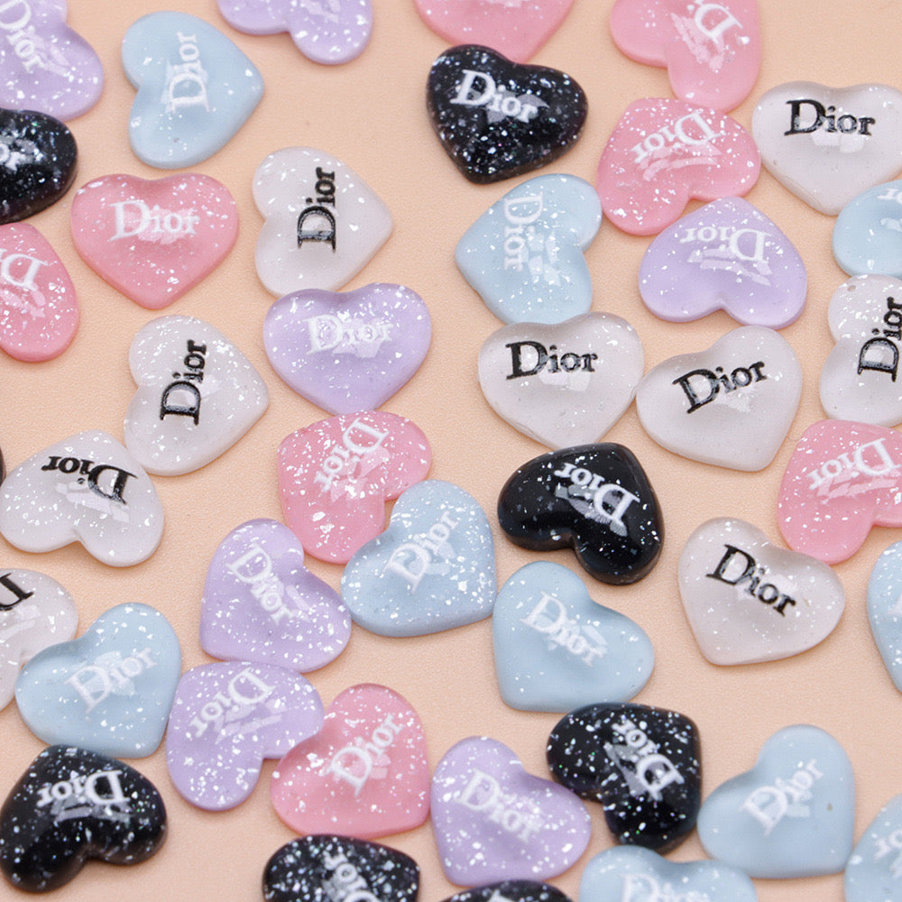 LUXURY-Glittering Hearts with Signage 10mm 100 pcs