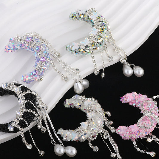 BEADS-Supper Sparking Moons with Pearl Drop 51×41×21mm -Hole Diameter 2mm 10 pcs