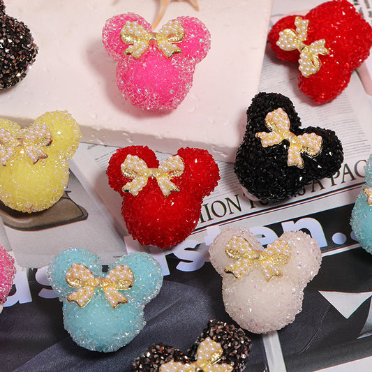 BEADS-Sugar Mice with Peal Bow 27×29mm-Hole Diameter 2.8mm 10 pcs