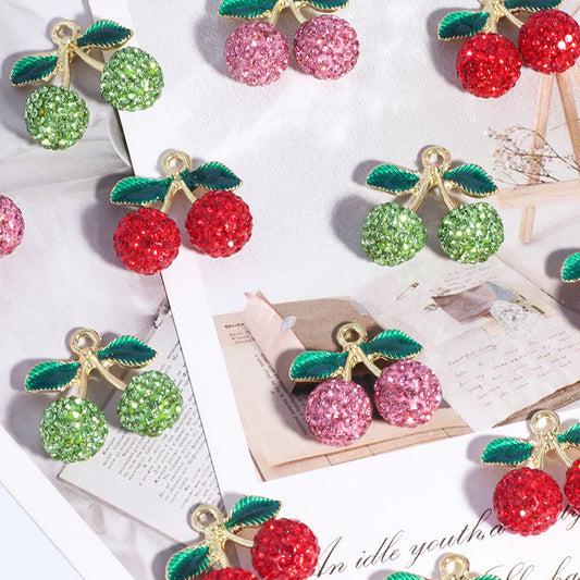 BEADS-Rhinestone Cherry  Hole Diameter 2mm 10 pcs
