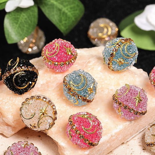 BEADS-Sugar Sphere with Moon 17mm-Hole 2.2mm 20pcs