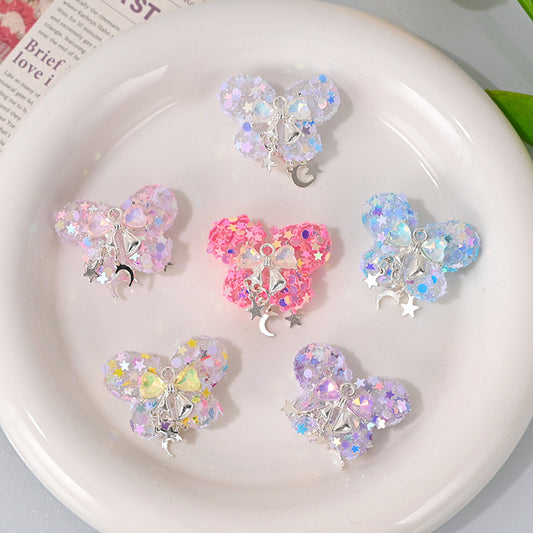 BEADS-Sparkling Butterfly with Bell 30×26mm 2 pcs