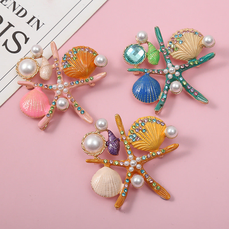 CREATIVE-Starfish and Shells with Pin 57mm×61mm 1 set 4 pcs