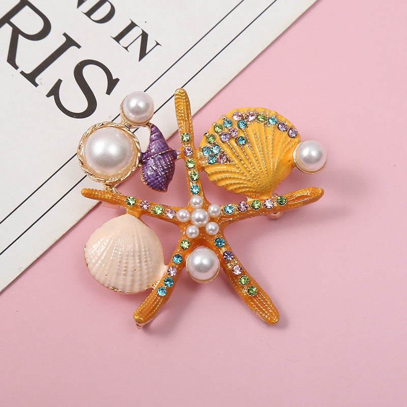 CREATIVE-Starfish and Shells with Pin 57mm×61mm 1 set 4 pcs